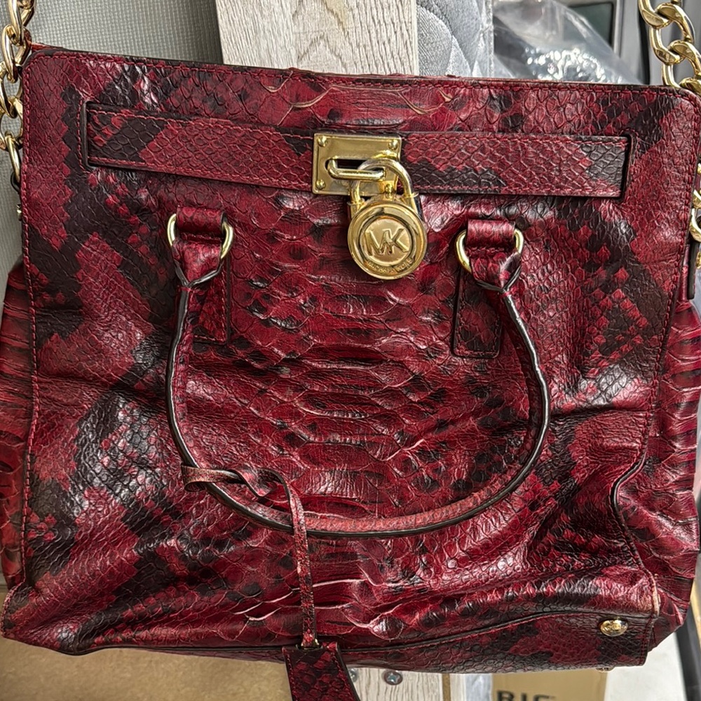 Michael Kors Red Snake Print Bag